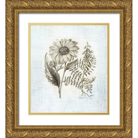 Farmhouse Botanical 3 Gold Ornate Wood Framed Art Print with Double Matting by James, Christopher
