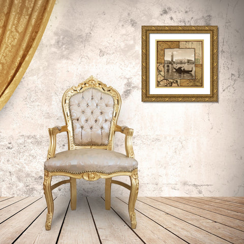 Venice Canal Gold Ornate Wood Framed Art Print with Double Matting by Studio Voltaire