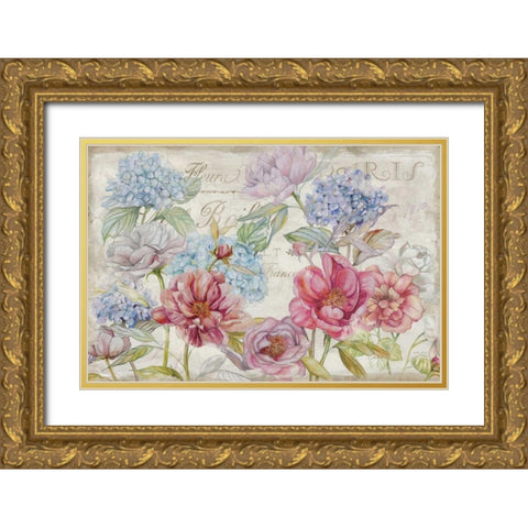 Marche Bouquet Gold Ornate Wood Framed Art Print with Double Matting by Studio Rofino