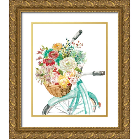 Basket and Bike Gold Ornate Wood Framed Art Print with Double Matting by Studio Rofino