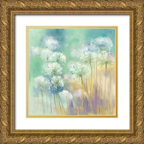 Dreamy Florals Gold Ornate Wood Framed Art Print with Double Matting by Andy