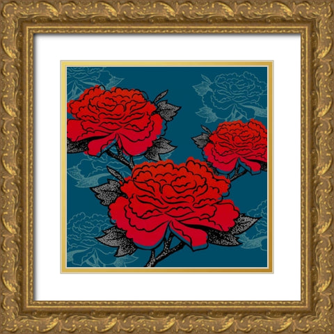 Vintorian Wallpaper Gold Ornate Wood Framed Art Print with Double Matting by Z Studio