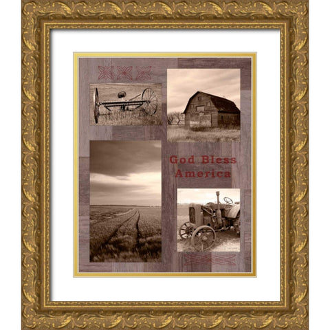 God Bless America Gold Ornate Wood Framed Art Print with Double Matting by Appleman, Sam