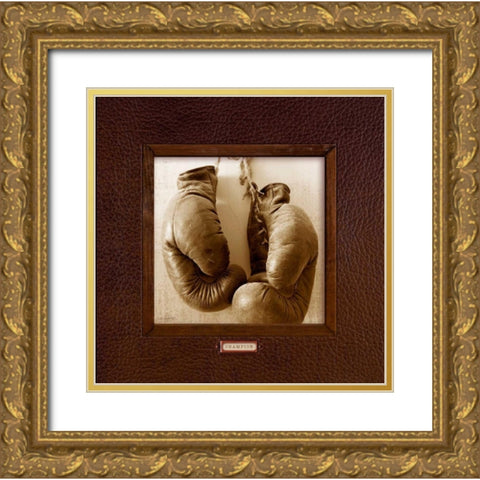 Vintage Boxing Gold Ornate Wood Framed Art Print with Double Matting by Appleman, Sam