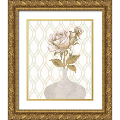 Gilded Rose 2 Gold Ornate Wood Framed Art Print with Double Matting by Zheng, James