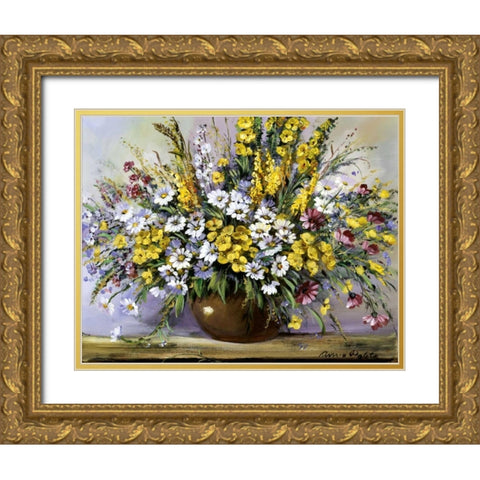Treasure of daisies Gold Ornate Wood Framed Art Print with Double Matting by Paleta, Anna