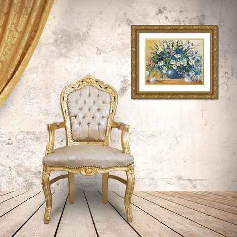 Vase with cornflowers Gold Ornate Wood Framed Art Print with Double Matting by Paleta, Anna