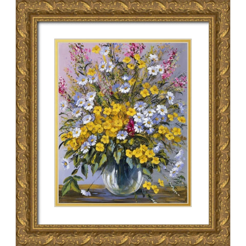Mixed bouquet Gold Ornate Wood Framed Art Print with Double Matting by Paleta, Anna