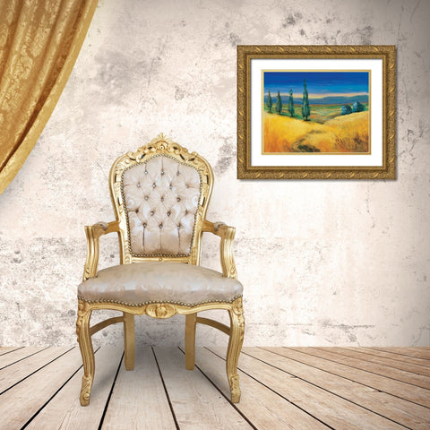 Corn field Gold Ornate Wood Framed Art Print with Double Matting by Paleta, Anna