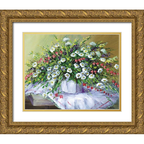 Colourful table I Gold Ornate Wood Framed Art Print with Double Matting by Paleta, Anna