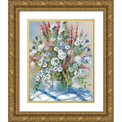 Cheerful flowers II Gold Ornate Wood Framed Art Print with Double Matting by Paleta, Anna