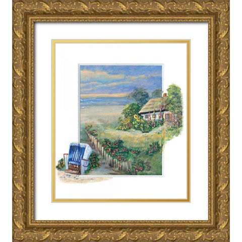 Path to the beach Gold Ornate Wood Framed Art Print with Double Matting by Schottler, Katharina