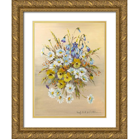 Roadside bouquet I Gold Ornate Wood Framed Art Print with Double Matting by Schottler, Katharina