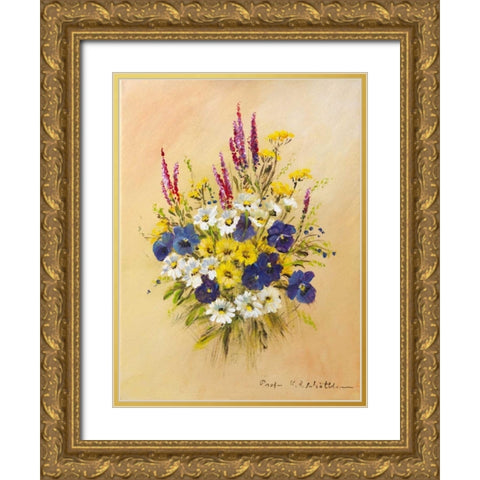 Roadside bouquet II Gold Ornate Wood Framed Art Print with Double Matting by Schottler, Katharina