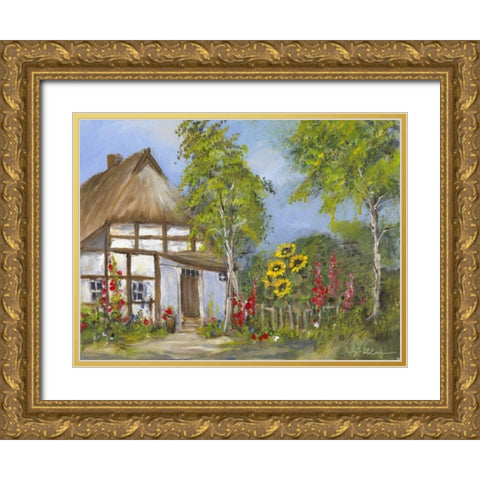 Old farmershouse I Gold Ornate Wood Framed Art Print with Double Matting by Schottler, Katharina