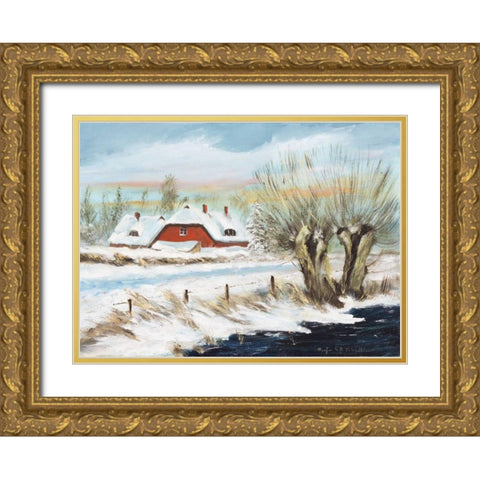 Winter I Gold Ornate Wood Framed Art Print with Double Matting by Schottler, Katharina