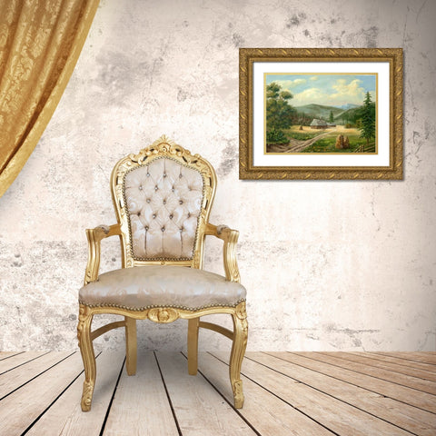Rodnie Gori Gold Ornate Wood Framed Art Print with Double Matting by Vlagyislav, Najgyonov