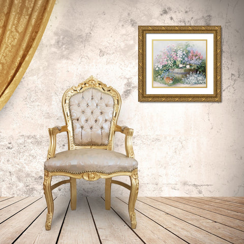 Water-lilies Gold Ornate Wood Framed Art Print with Double Matting by Motz, Peter