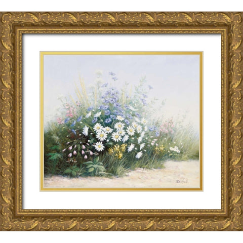 Flower serenade Gold Ornate Wood Framed Art Print with Double Matting by Motz, Peter