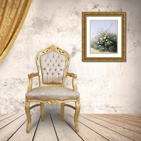 Floral symphony Gold Ornate Wood Framed Art Print with Double Matting by Motz, Peter