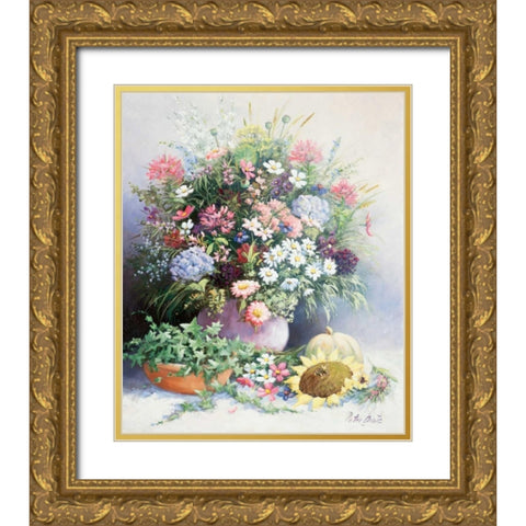 Seasons warmth Gold Ornate Wood Framed Art Print with Double Matting by Motz, Peter