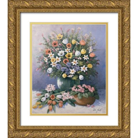 Summer glory Gold Ornate Wood Framed Art Print with Double Matting by Motz, Peter