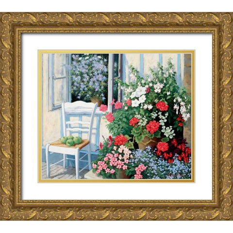 Grannys chair Gold Ornate Wood Framed Art Print with Double Matting by Motz, Peter