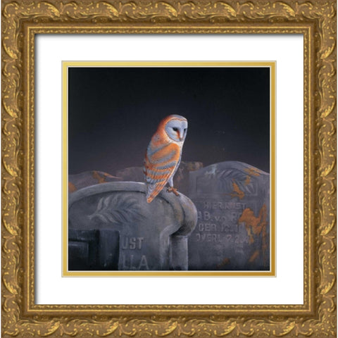 Grafeyard owl Gold Ornate Wood Framed Art Print with Double Matting by Weenink, Ruud