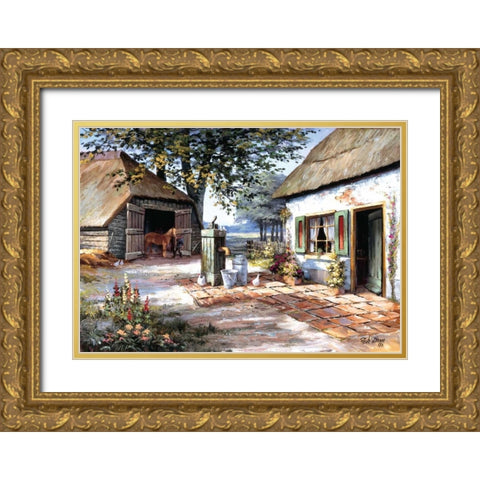 The farm Gold Ornate Wood Framed Art Print with Double Matting by Withaar, Reint
