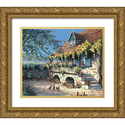 Sunny yard Gold Ornate Wood Framed Art Print with Double Matting by Withaar, Reint