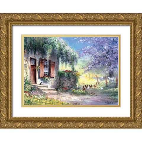 Unexpected visitors Gold Ornate Wood Framed Art Print with Double Matting by Withaar, Reint