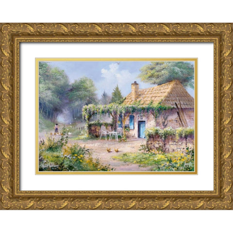 Blue door Gold Ornate Wood Framed Art Print with Double Matting by Withaar, Reint