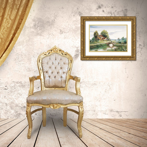 The bridge Gold Ornate Wood Framed Art Print with Double Matting by Withaar, Reint