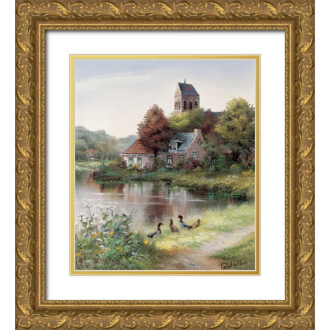 Lovely day Gold Ornate Wood Framed Art Print with Double Matting by Withaar, Reint