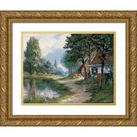 Path of peace Gold Ornate Wood Framed Art Print with Double Matting by Withaar, Reint