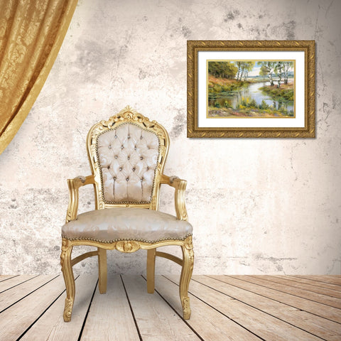 Ominous brook Gold Ornate Wood Framed Art Print with Double Matting by Withaar, Reint