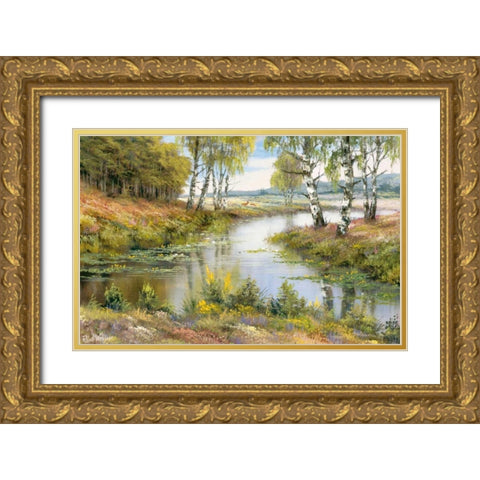 Ominous brook Gold Ornate Wood Framed Art Print with Double Matting by Withaar, Reint