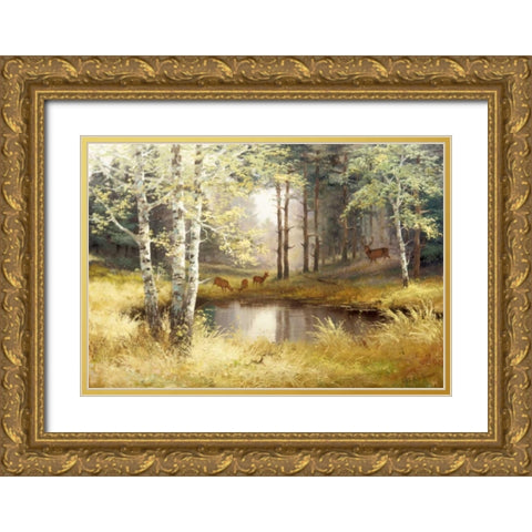 Classic tense Gold Ornate Wood Framed Art Print with Double Matting by Withaar, Reint