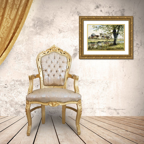Classic tense Gold Ornate Wood Framed Art Print with Double Matting by Withaar, Reint