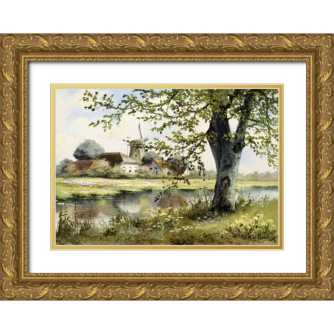 Classic tense Gold Ornate Wood Framed Art Print with Double Matting by Withaar, Reint