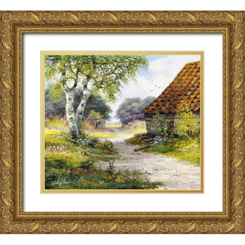 Path Gold Ornate Wood Framed Art Print with Double Matting by Withaar, Reint