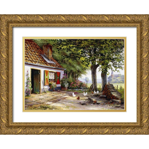 Farmhouse II Gold Ornate Wood Framed Art Print with Double Matting by Withaar, Reint