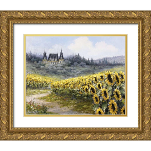 Sunflowers Gold Ornate Wood Framed Art Print with Double Matting by Withaar, Reint