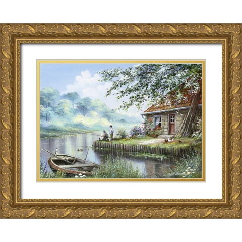 Sandway II Gold Ornate Wood Framed Art Print with Double Matting by Withaar, Reint