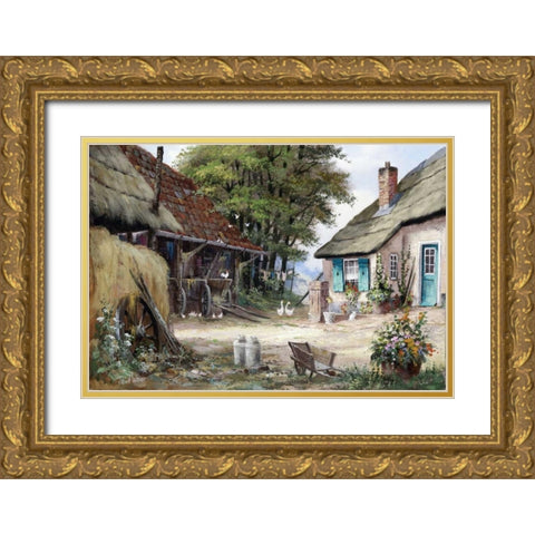 Dutch country scene Gold Ornate Wood Framed Art Print with Double Matting by Withaar, Reint