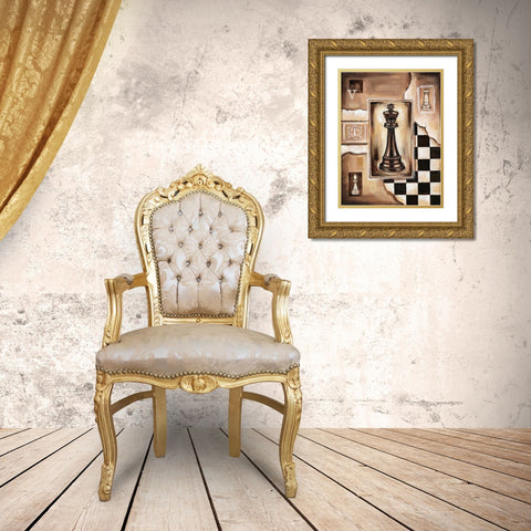 Chess King Gold Ornate Wood Framed Art Print with Double Matting by Fields, Wendy