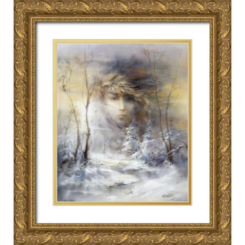 Winter Gold Ornate Wood Framed Art Print with Double Matting by Haenraets, Willem