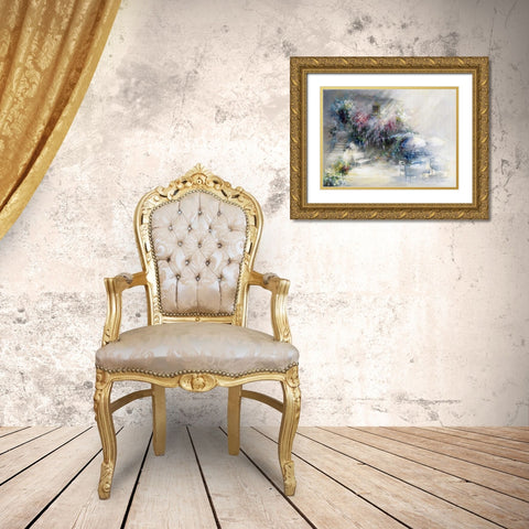 Blue garden Gold Ornate Wood Framed Art Print with Double Matting by Haenraets, Willem