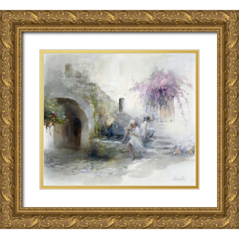 Teen-agers Gold Ornate Wood Framed Art Print with Double Matting by Haenraets, Willem