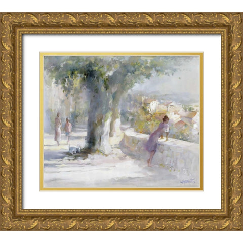 Whispering wind Gold Ornate Wood Framed Art Print with Double Matting by Haenraets, Willem